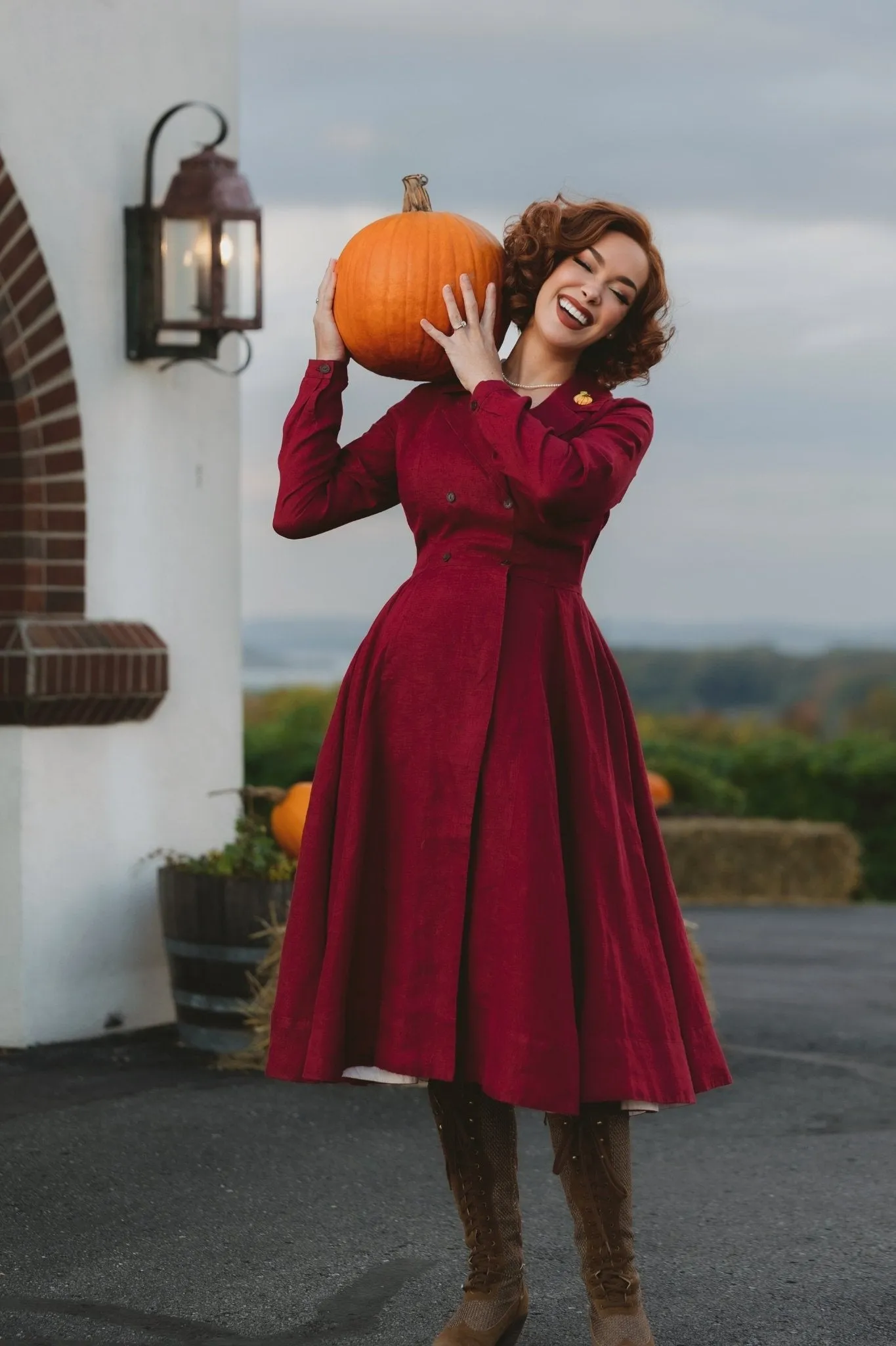 Enola Dress, Long Sleeve, Marsala Red sold by Son de Flor