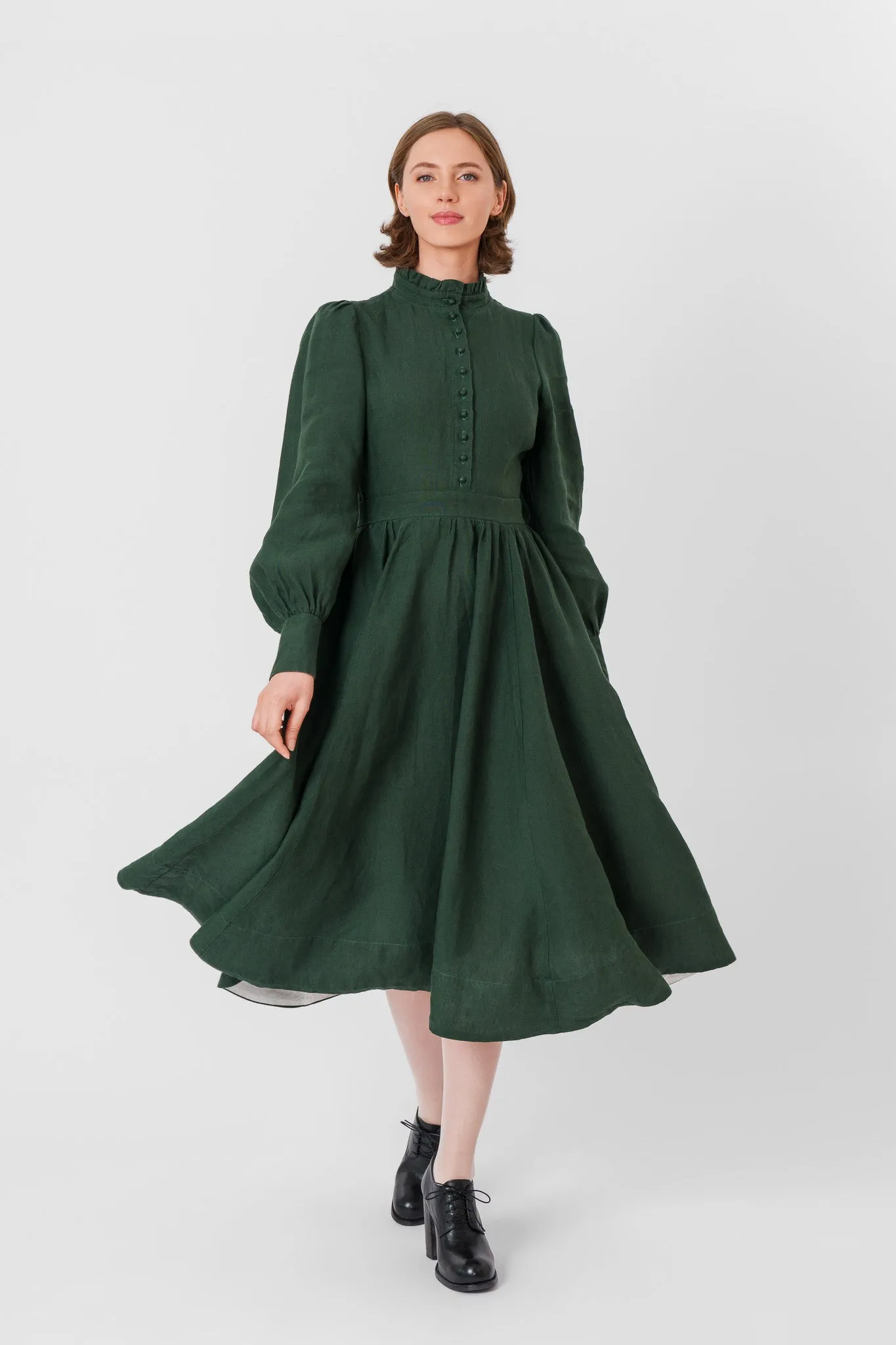 Abigail Dress, Evergreen, Long Sleeve sold by Son de Flor product image thumbnail 5