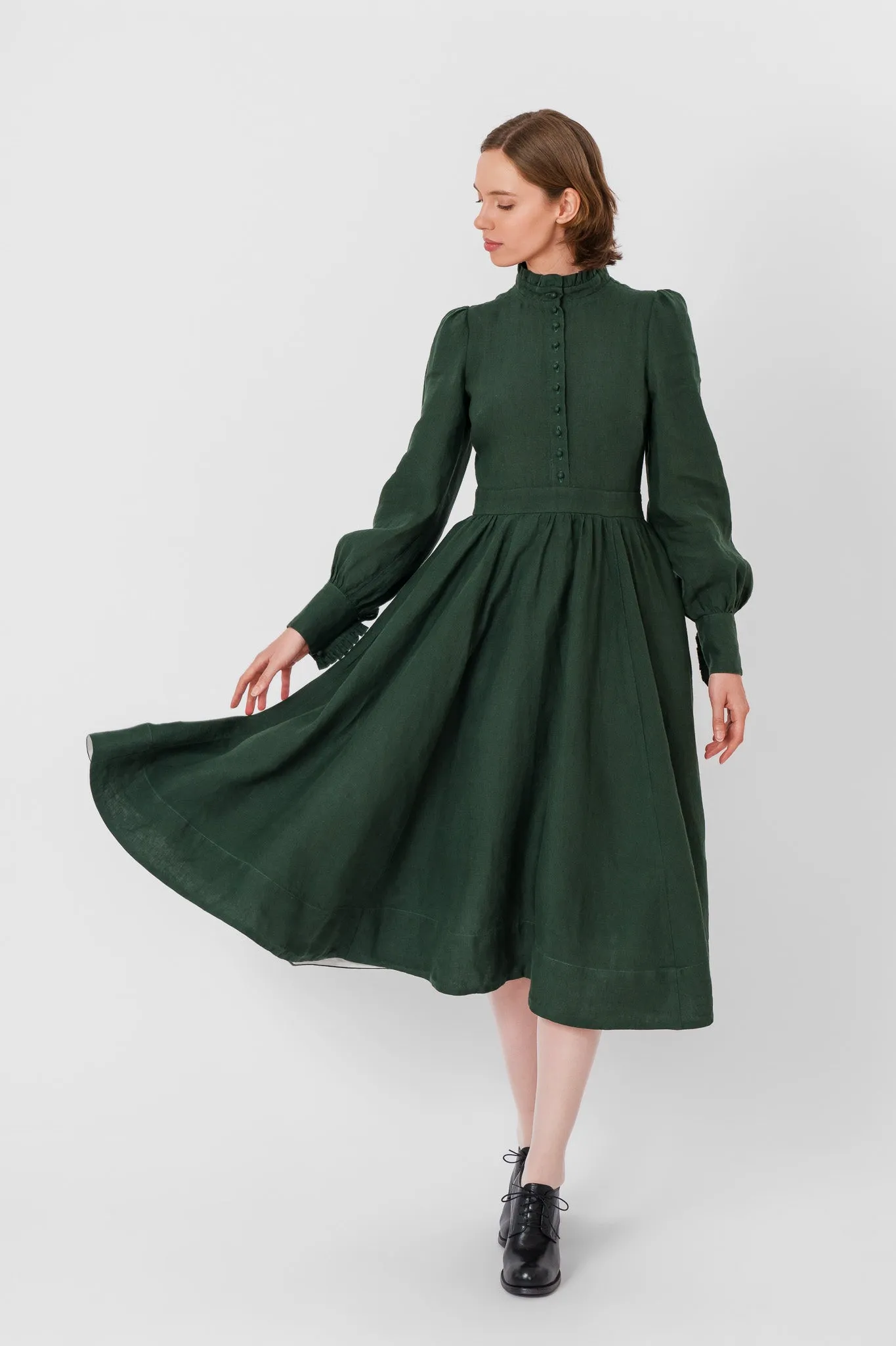 Abigail Dress, Evergreen, Long Sleeve sold by Son de Flor product image thumbnail 4