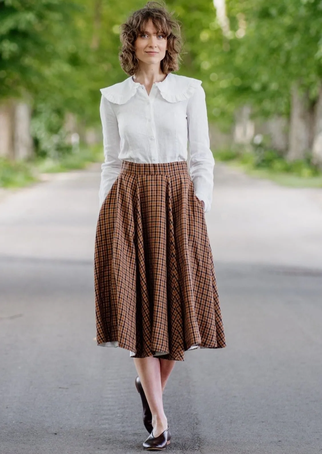 Classic Skirt, Brown Tartan sold by Son de Flor product image thumbnail 4