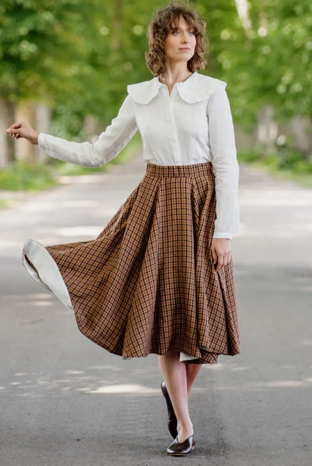 Classic Skirt, Brown Tartan sold by Son de Flor product image thumbnail 2