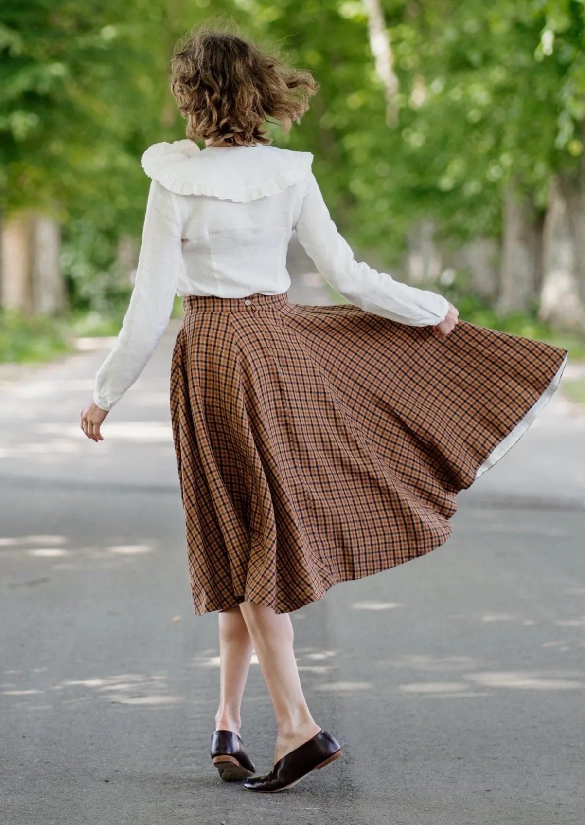 Classic Skirt, Brown Tartan sold by Son de Flor product image thumbnail 5