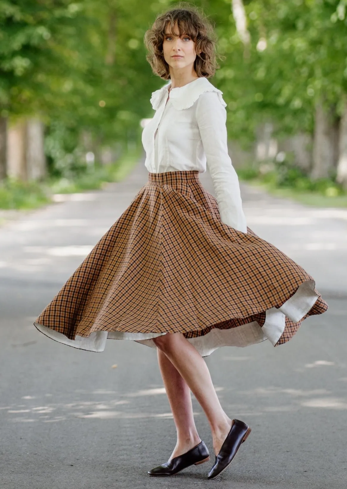 Classic Skirt, Brown Tartan sold by Son de Flor product image thumbnail 3