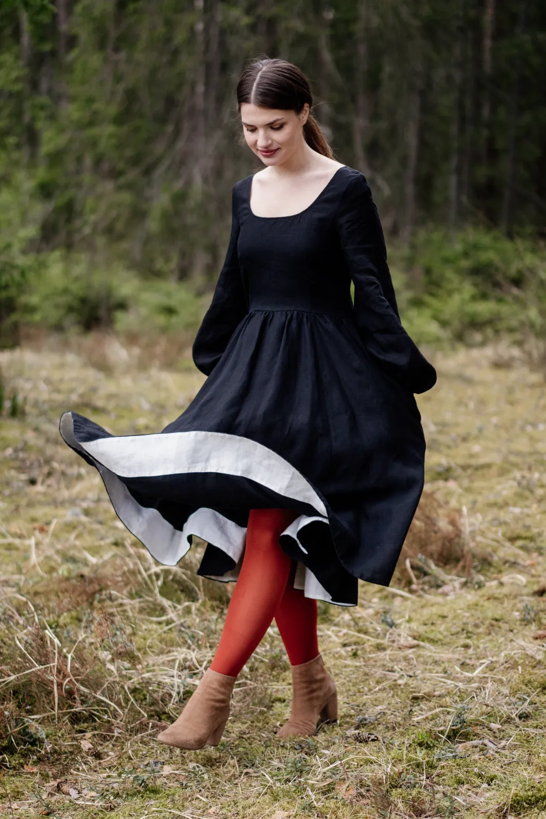 Carmen Dress, Black Pansy, Long Sleeve sold by Son de Flor product image thumbnail 5
