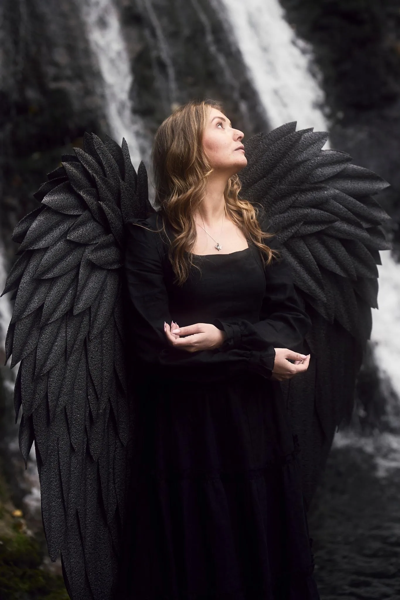 Carmen Dress, Black Pansy, Long Sleeve sold by Son de Flor