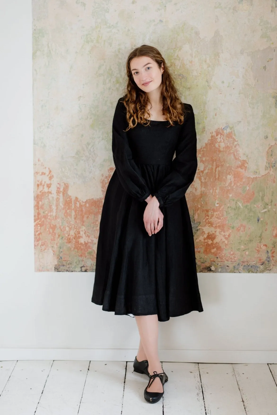 Carmen Dress, Black Pansy, Long Sleeve sold by Son de Flor product image thumbnail 4