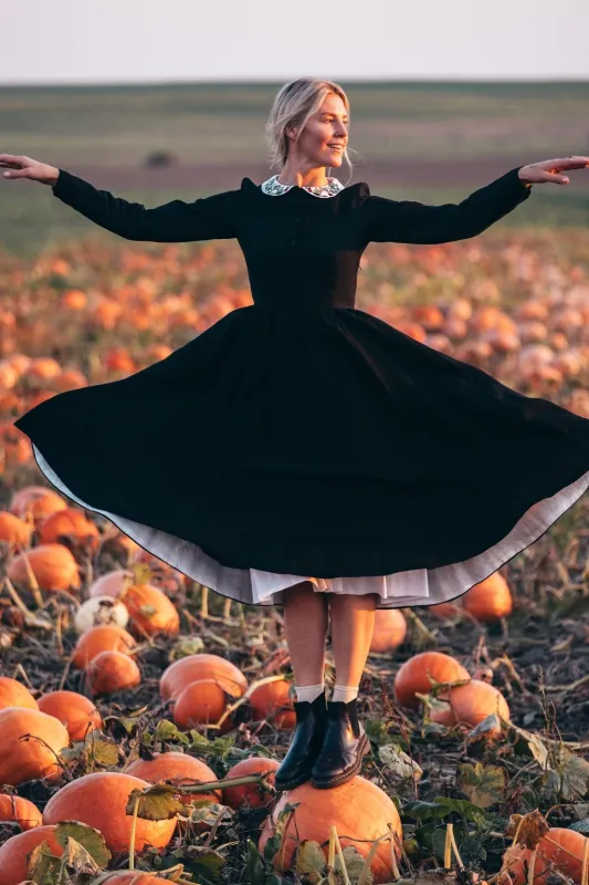 Classic Dress Long Sleeve with Embroidered Garden Collar sold by Son de Flor