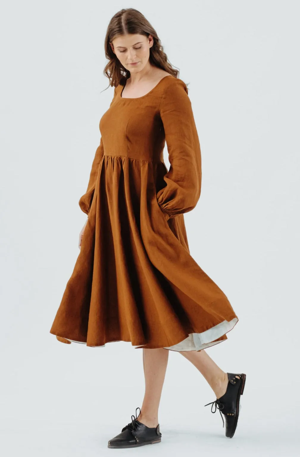 Carmen Dress, Long Sleeve, Warm Brown sold by Son de Flor product image thumbnail 3