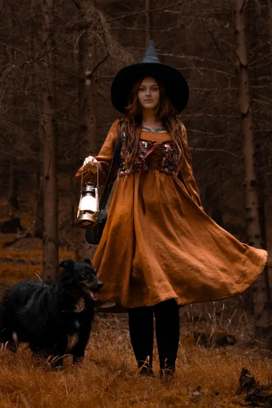 Carmen Dress, Long Sleeve, Warm Brown sold by Son de Flor