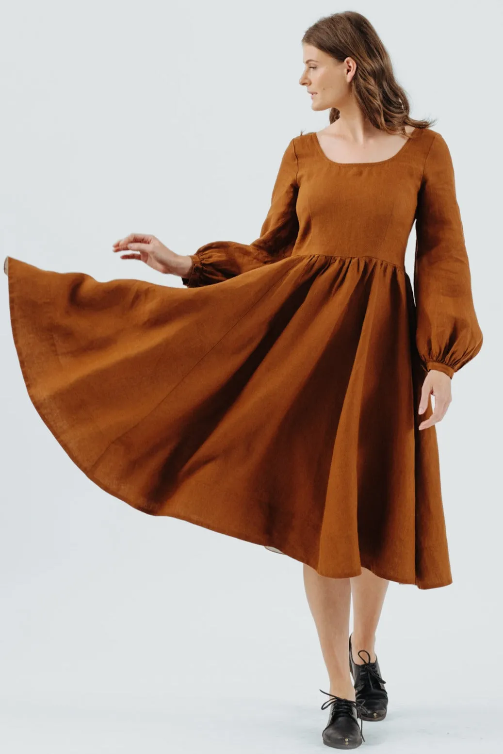 Carmen Dress, Long Sleeve, Warm Brown sold by Son de Flor product image thumbnail 5