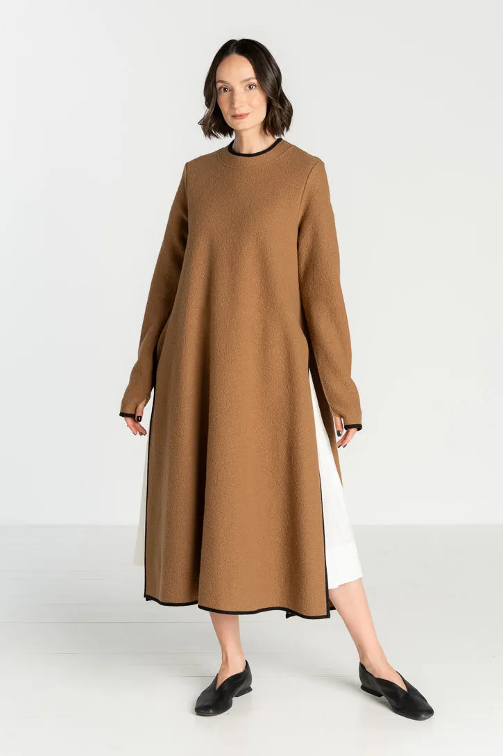 Double Slit – Virgin Wool Tunic Dress with Thumbhole Sleeves sold by Son de Flor