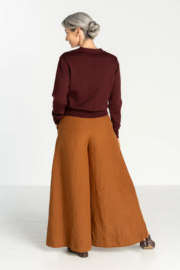 Maxi Catherine Trousers, Warm Brown sold by Son de Flor product image thumbnail 4