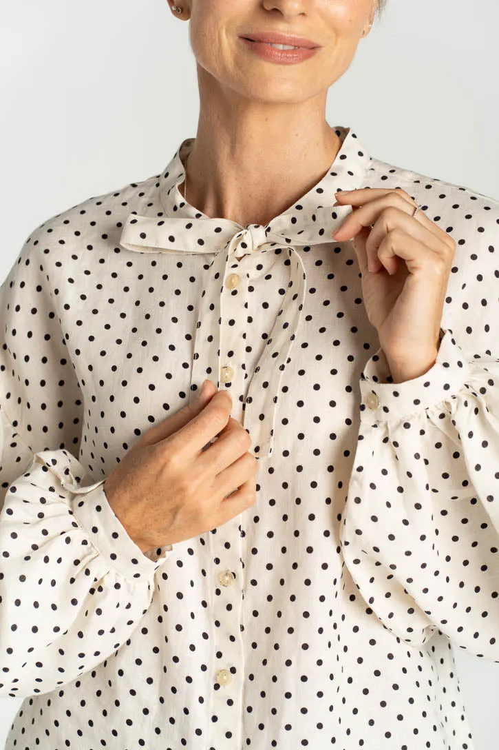 Clementine – Linen Shirt with Bow-Tie Collar sold by Son de Flor product image thumbnail 4