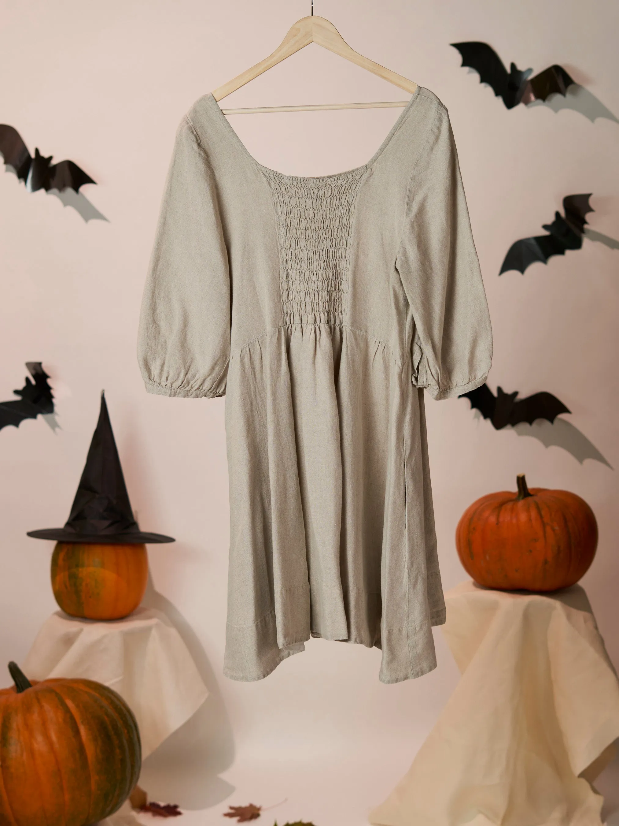 Mini Carmen Dress, Natural Linen, 3/4 Sleeve sold by Son de Flor product image thumbnail 2