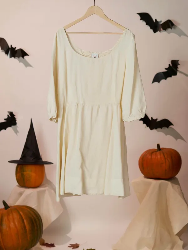 Milky White, Mini Carmen Dress, 3/4 Sleeve sold by Son de Flor