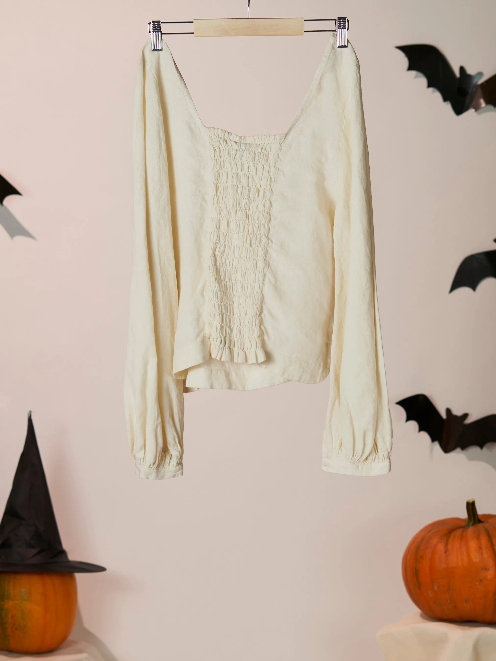 Milky White, Carmen Top, Long Sleeve, Hemp sold by Son de Flor product image thumbnail 2