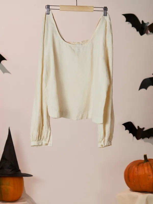 Milky White, Carmen Top, Long Sleeve, Hemp sold by Son de Flor