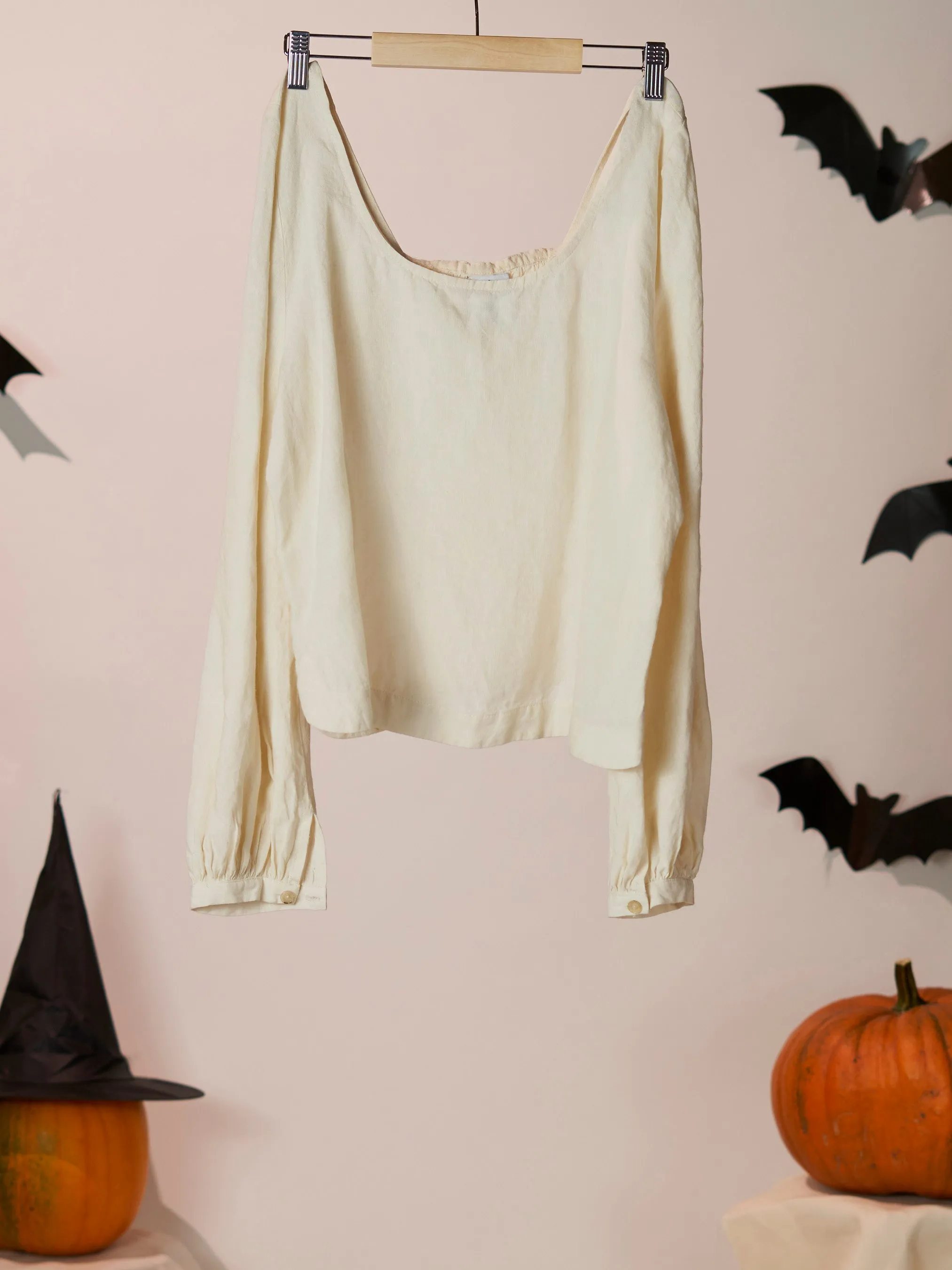 Milky White, Carmen Top, Long Sleeve, Hemp sold by Son de Flor