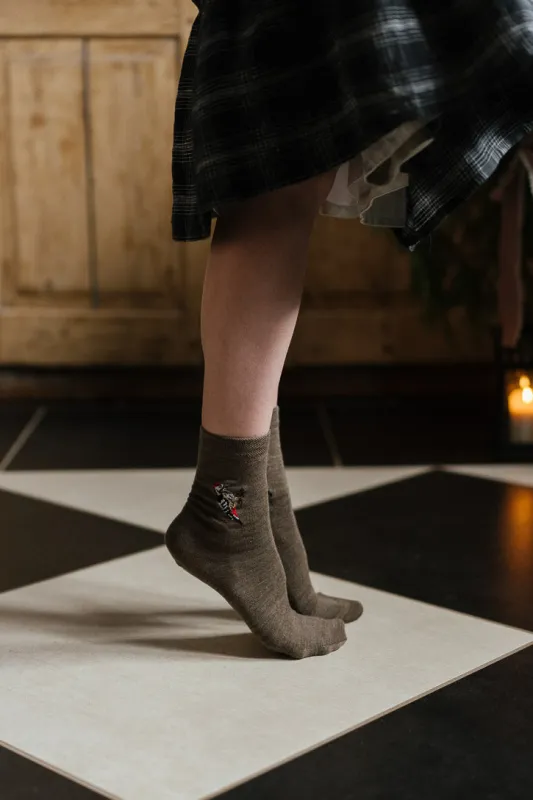 Soft-Knit Wool Socks – White-backed Woodpecker sold by Son de Flor