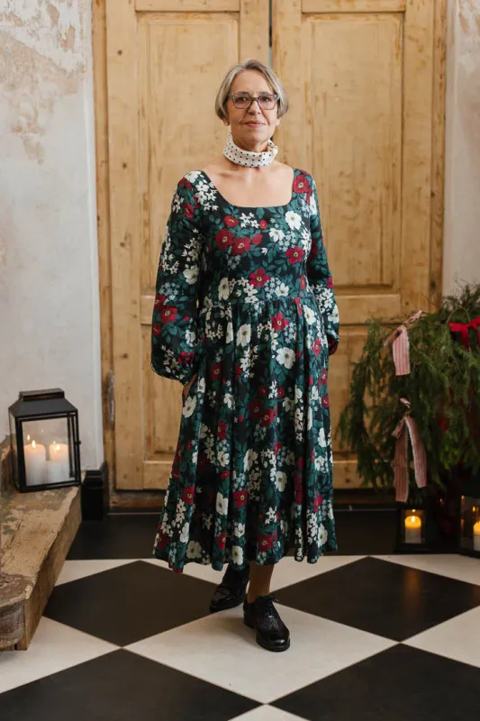 Carmen – Bishop Sleeve Linen Midi Dress sold by Son de Flor