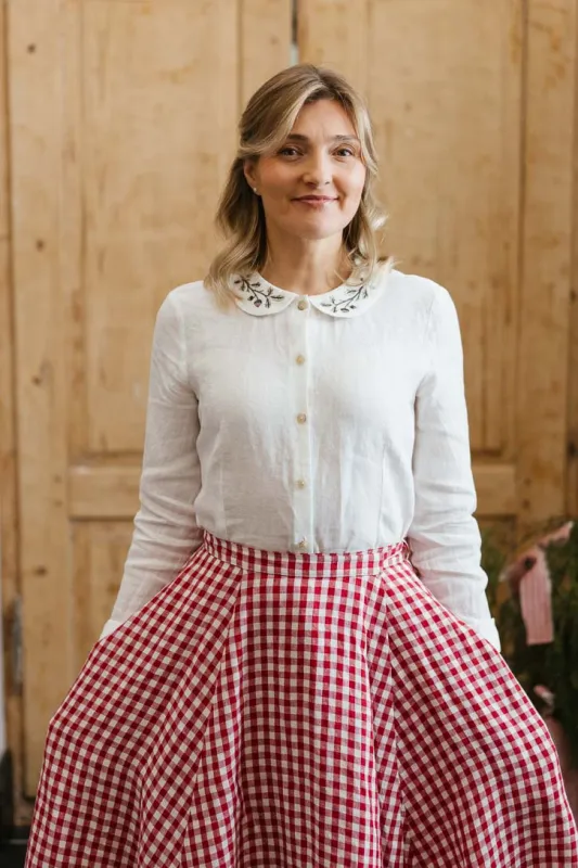Classic Shirt with Embroidered Collar, Long Sleeve sold by Son de Flor