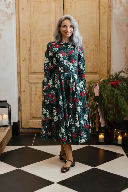 Classic – Midi Linen Dress with Peter Pan Collar sold by Son de Flor