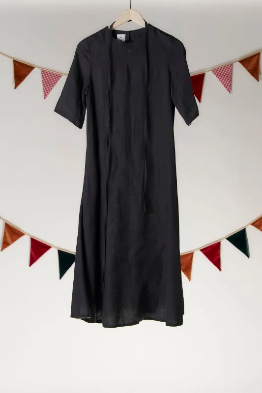 Audrey Dress, Short Sleeve, Black Pansy sold by Son de Flor