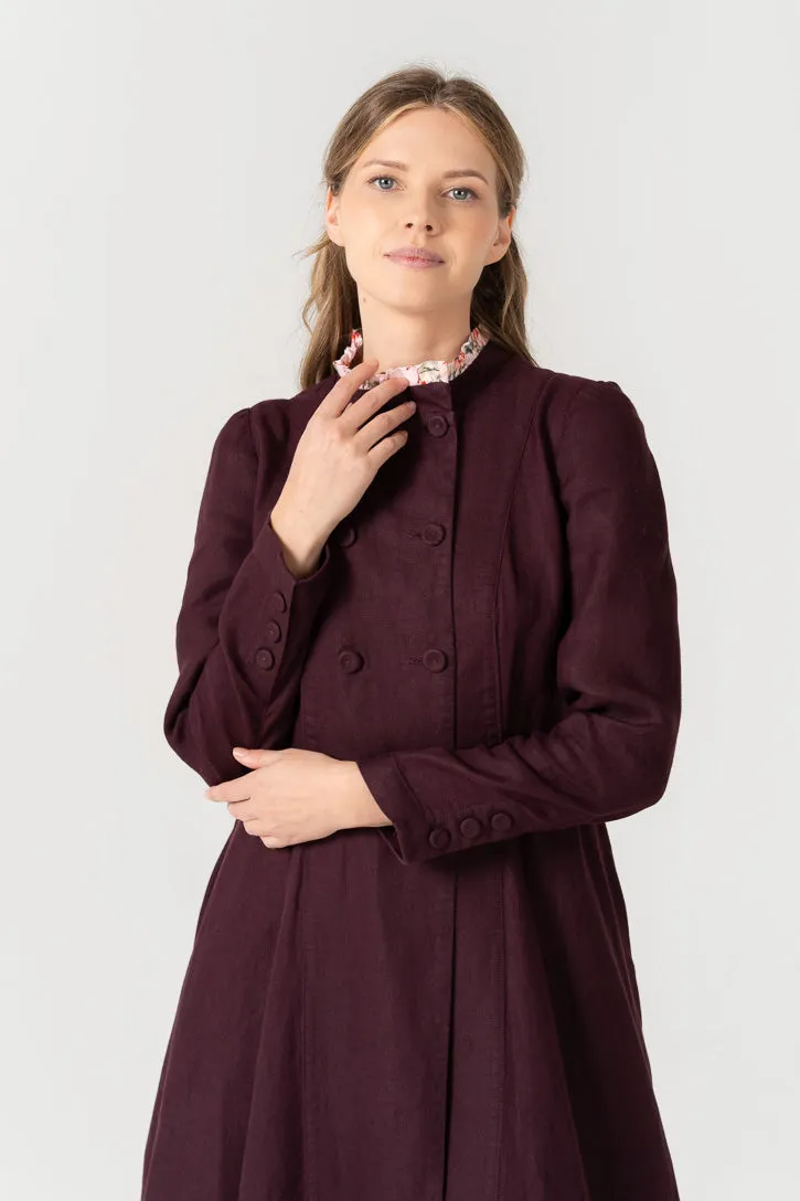 March – Twill Linen Coat with Ruffled Mandarin Collar sold by Son de Flor product image thumbnail 3