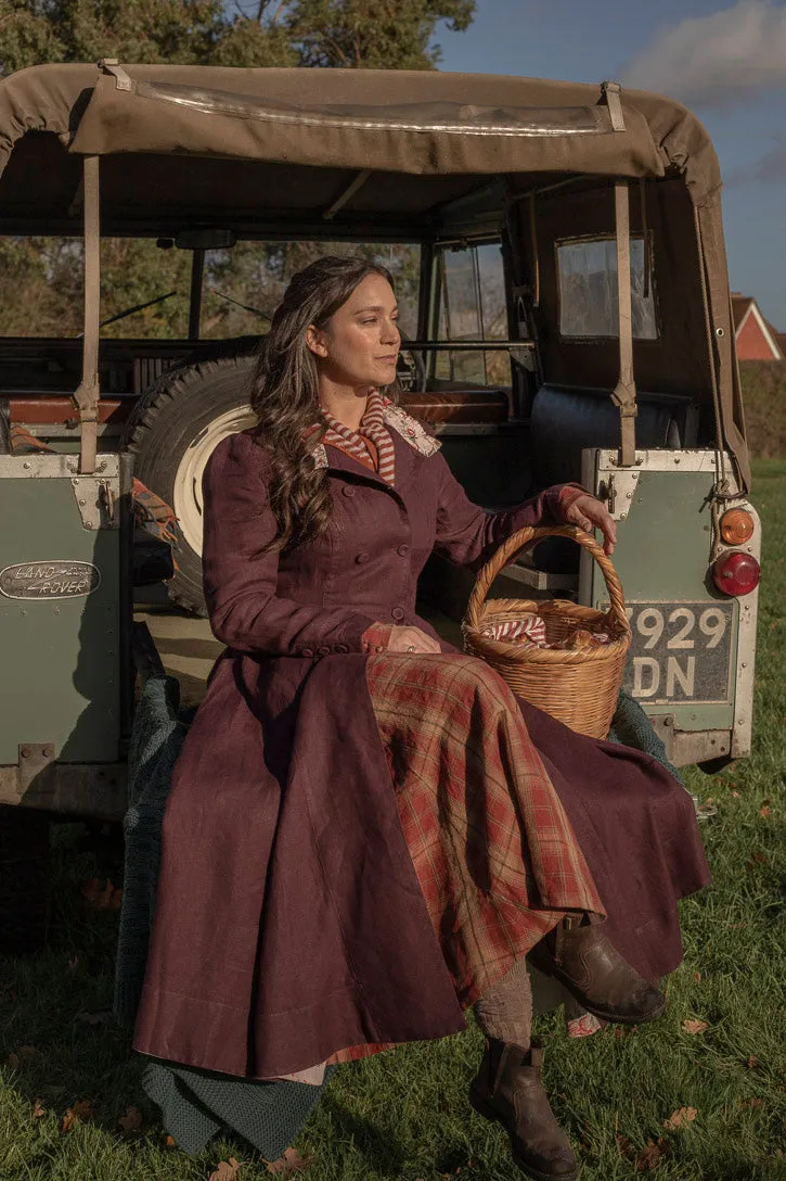 March – Twill Linen Coat with Ruffled Mandarin Collar sold by Son de Flor