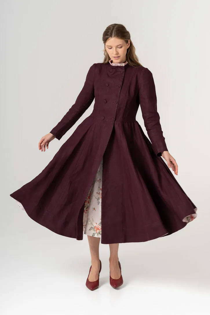 March – Twill Linen Coat with Ruffled Mandarin Collar sold by Son de Flor product image thumbnail 4