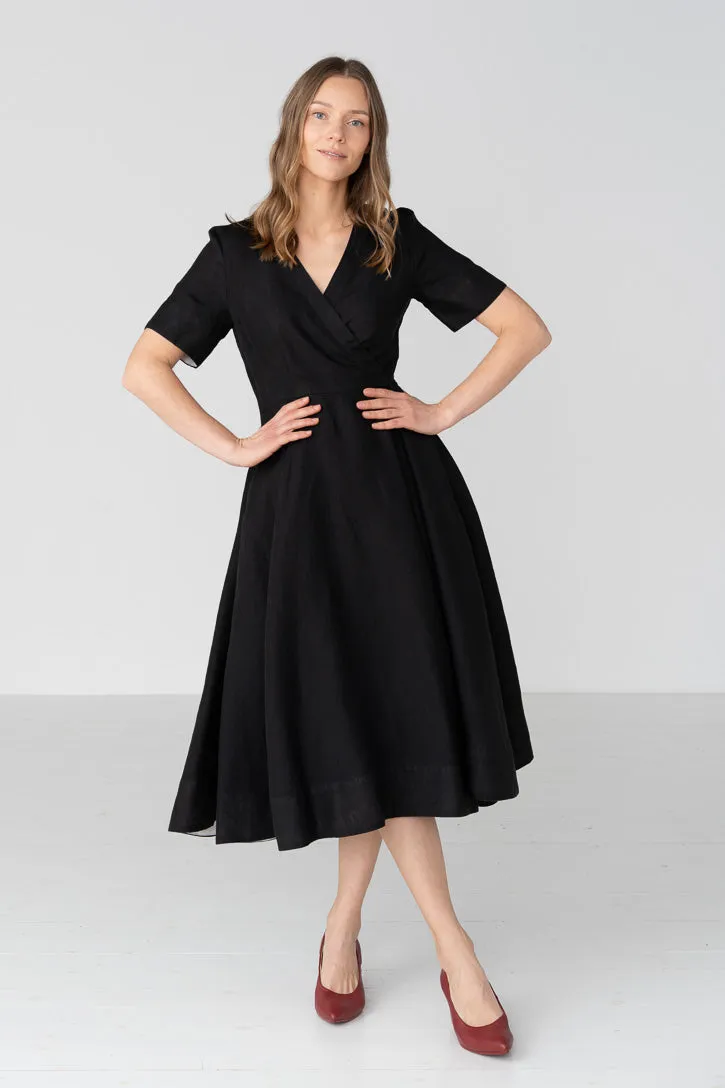 Wrap – V-Neck Linen Midi Dress sold by Son de Flor product image thumbnail 4