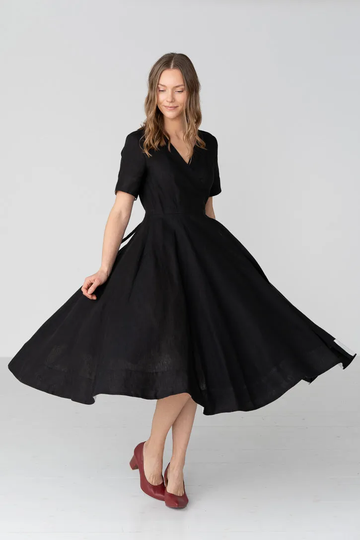 Wrap – V-Neck Linen Midi Dress sold by Son de Flor product image thumbnail 2