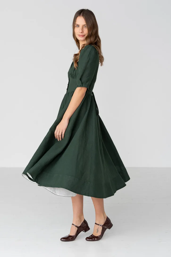 Diane – Puff Sleeve Linen Midi Dress sold by Son de Flor product image thumbnail 4