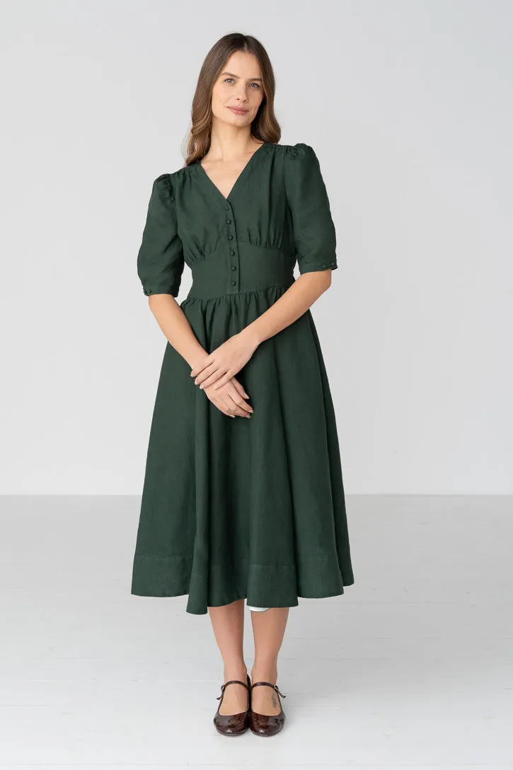 Diane – Puff Sleeve Linen Midi Dress sold by Son de Flor product image thumbnail 2