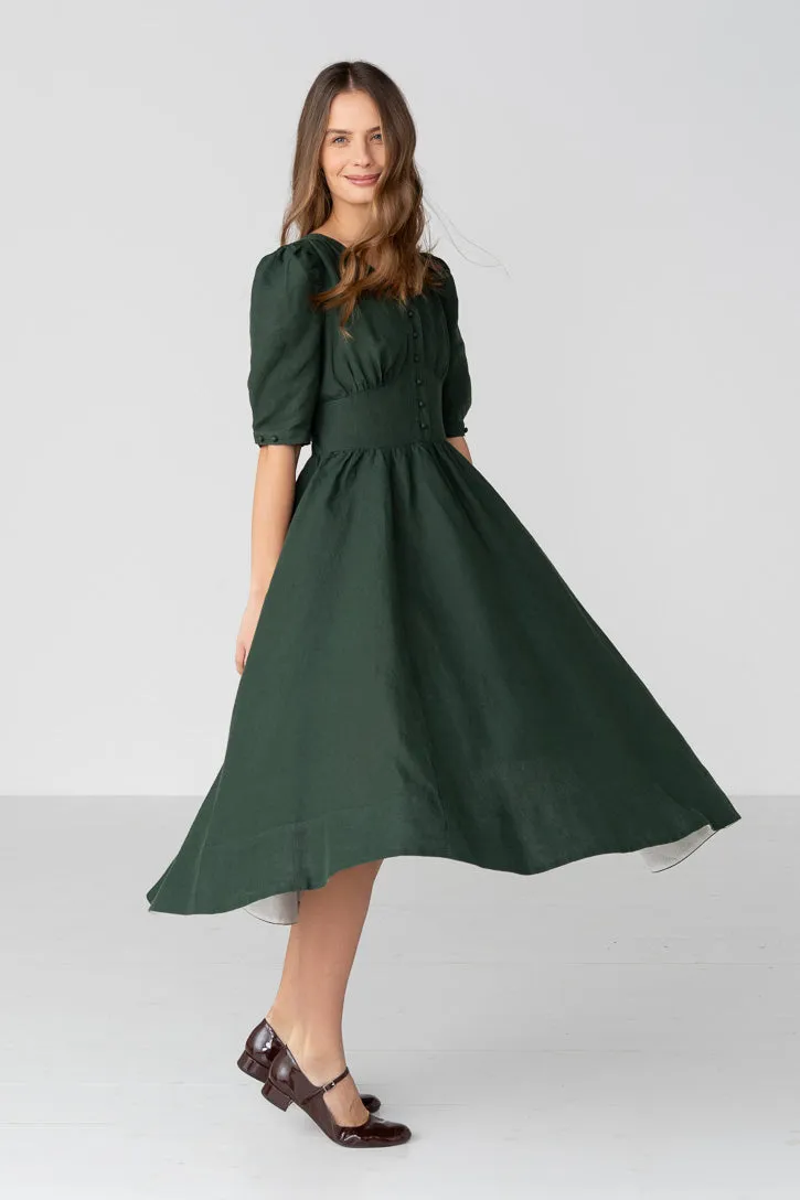 Diane – Puff Sleeve Linen Midi Dress sold by Son de Flor product image thumbnail 5