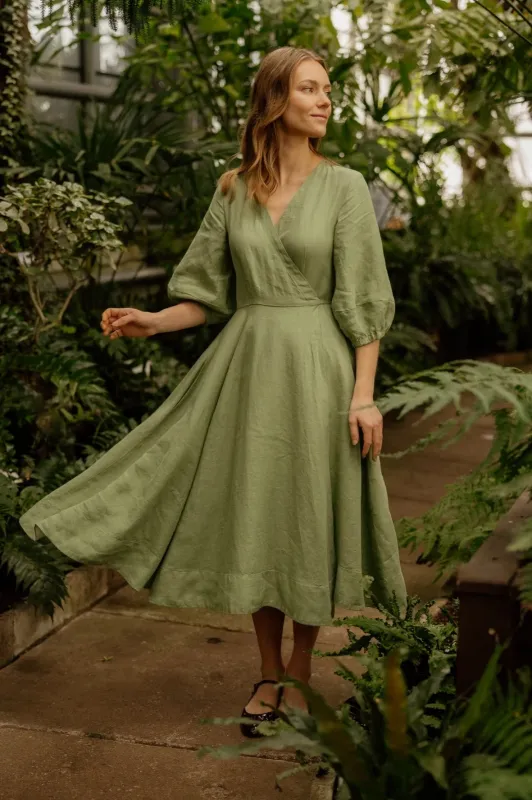 Gaia - Linen Wrap Dress sold by Son de Flor
