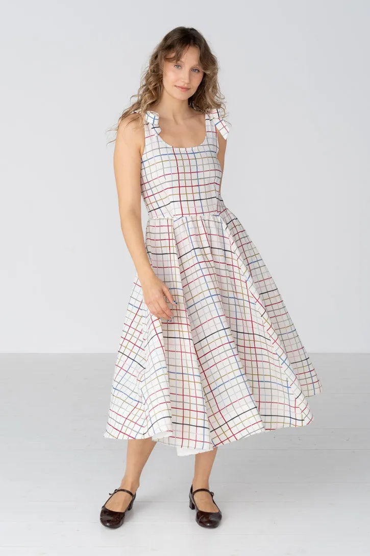 Amelia – Tie Shoulder Linen Midi Dress sold by Son de Flor