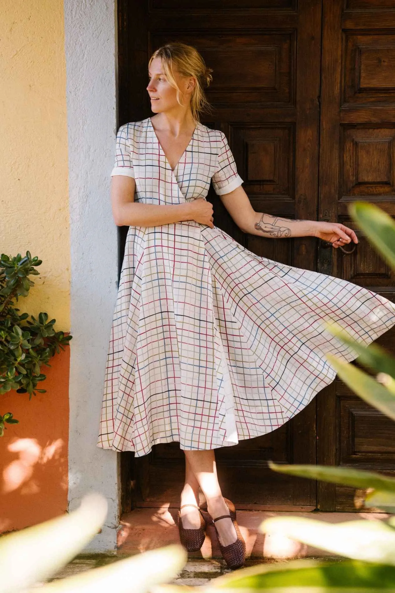 Wrap – Linen Wrap Dress with Short Sleeves sold by Son de Flor