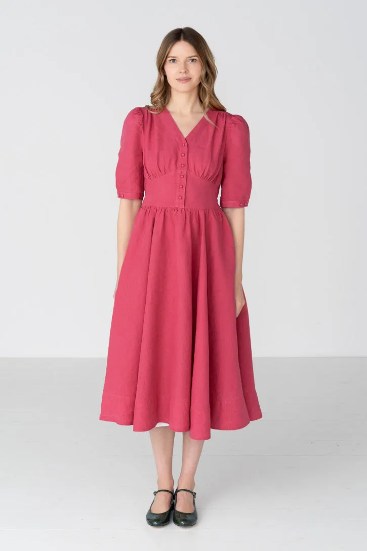 Diane – Puff Sleeve Linen Midi Dress sold by Son de Flor product image thumbnail 3