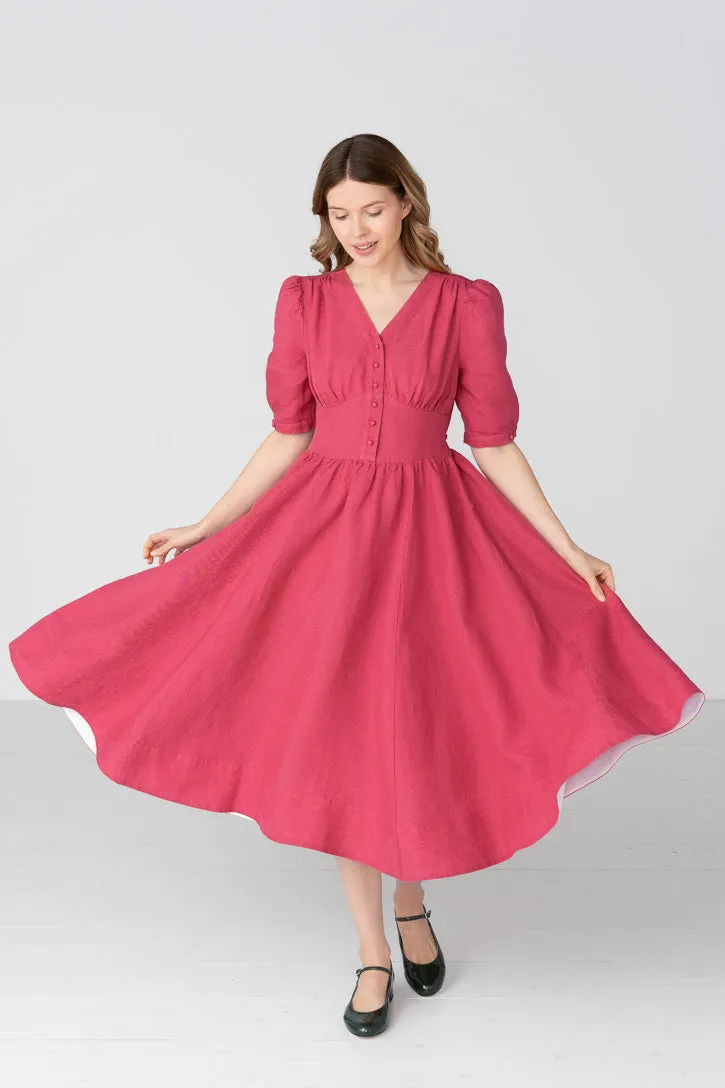 Diane – Puff Sleeve Linen Midi Dress sold by Son de Flor product image thumbnail 2