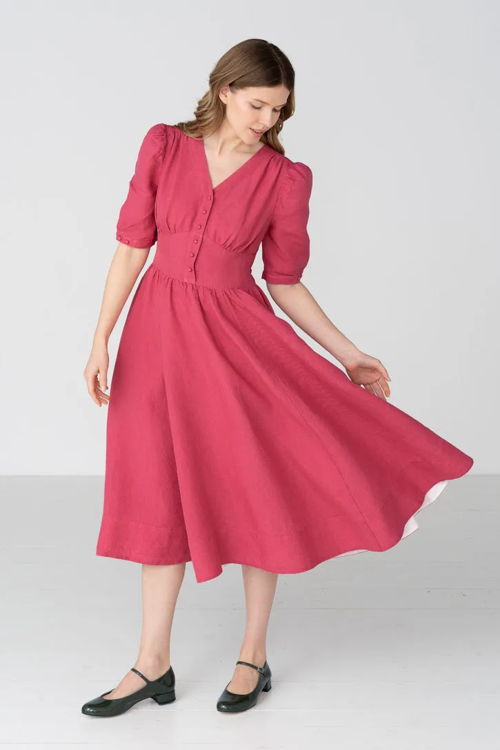 Diane – Puff Sleeve Linen Midi Dress sold by Son de Flor product image thumbnail 4