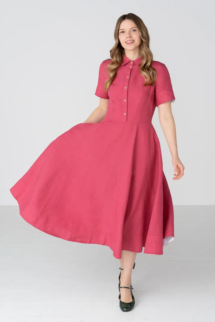 Frida – Short Sleeve Linen Dress with Shirt Collar sold by Son de Flor product image thumbnail 2