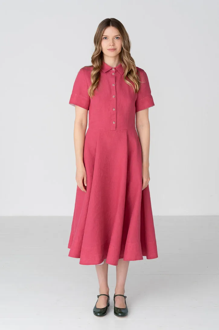 Frida – Short Sleeve Linen Dress with Shirt Collar sold by Son de Flor product image thumbnail 5