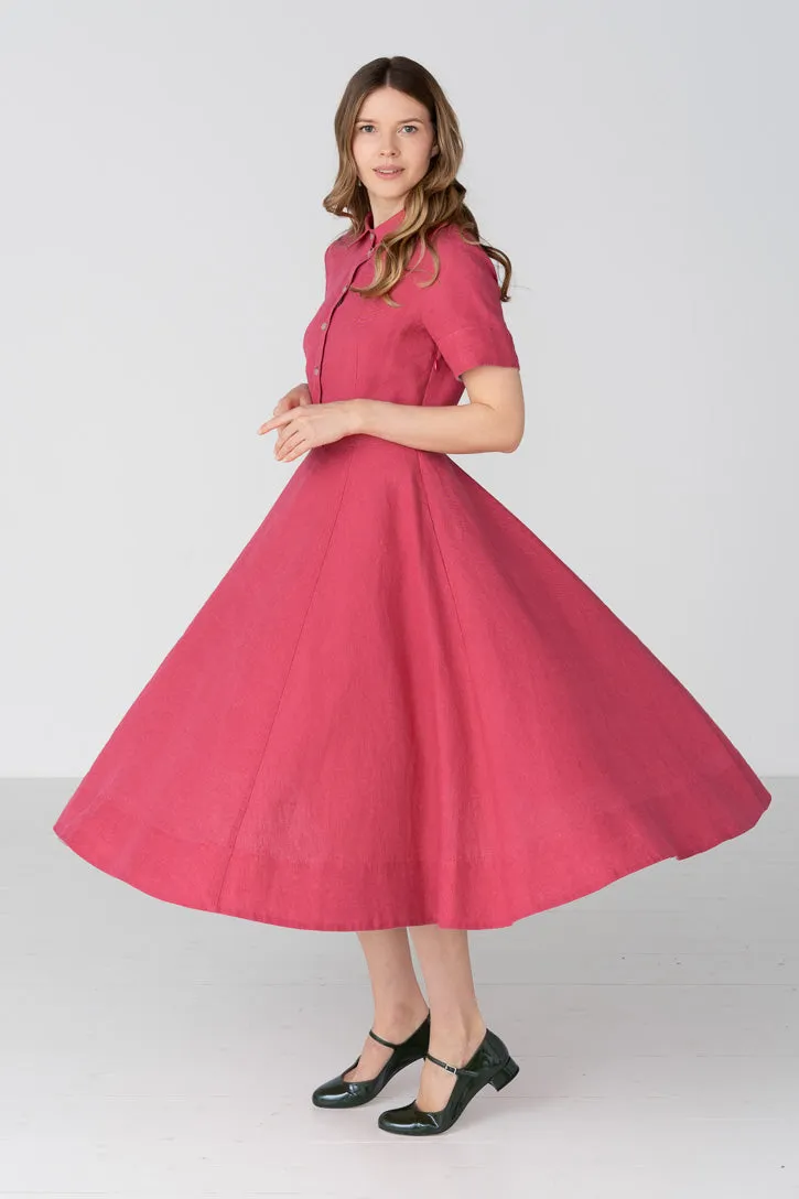 Frida – Short Sleeve Linen Dress with Shirt Collar sold by Son de Flor product image thumbnail 4