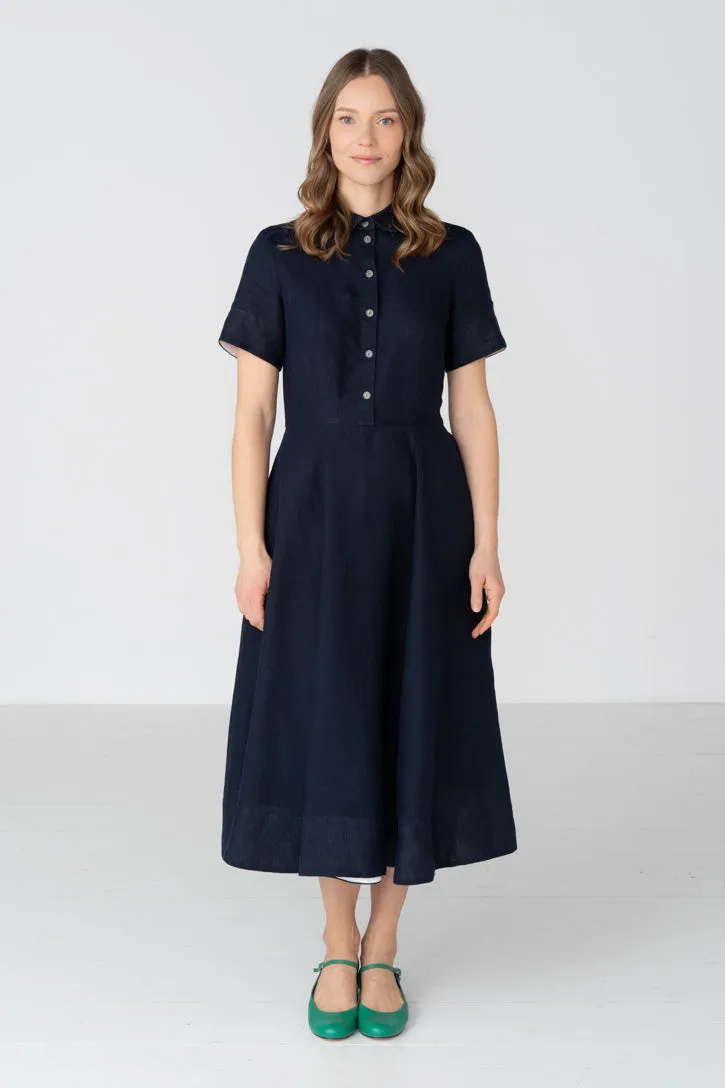 Frida – Short Sleeve Linen Dress with Shirt Collar sold by Son de Flor product image thumbnail 4