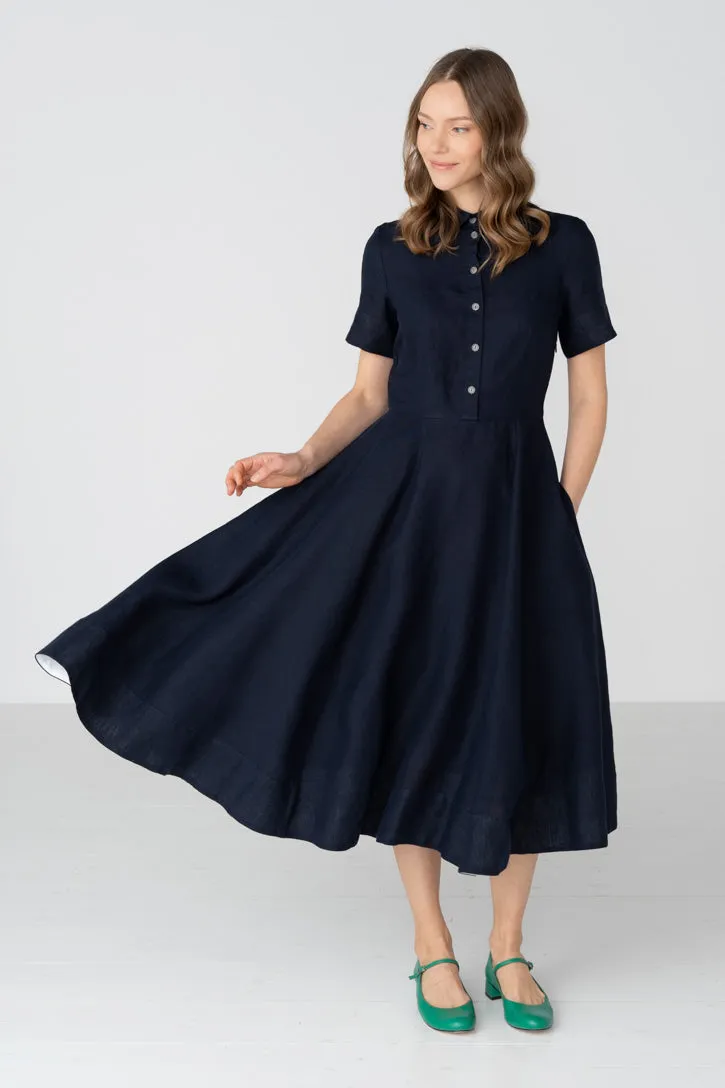 Frida – Short Sleeve Linen Dress with Shirt Collar sold by Son de Flor product image thumbnail 5