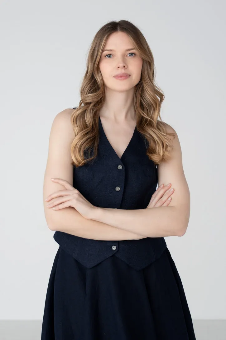 Jane – Fitted Linen V-Neck Vest sold by Son de Flor product image thumbnail 4