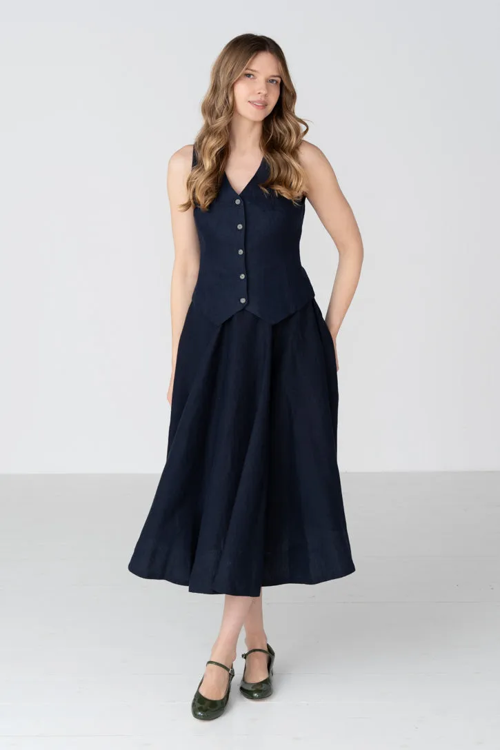 Jane – Fitted Linen V-Neck Vest sold by Son de Flor product image thumbnail 5