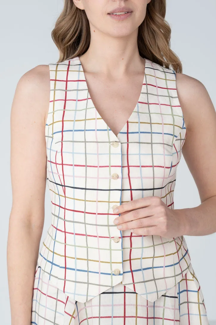 Jane – Fitted Linen V-Neck Vest sold by Son de Flor product image thumbnail 5