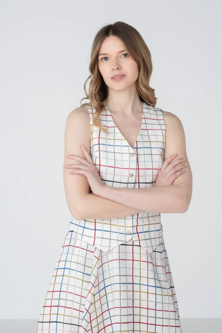 Jane – Fitted Linen V-Neck Vest sold by Son de Flor product image thumbnail 4